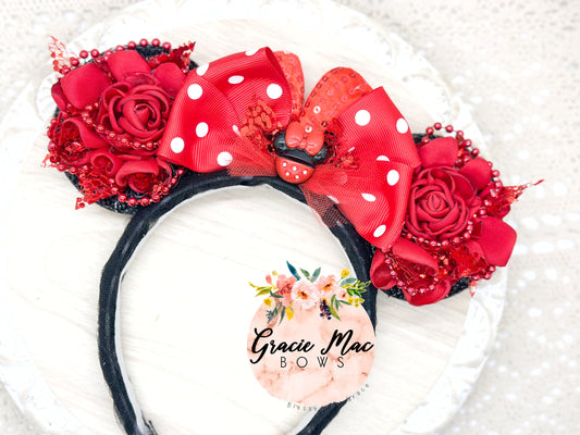 Custom Minnie Ear Set with Blooms